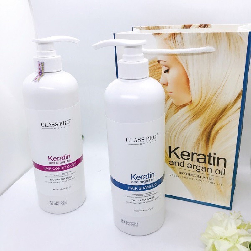 Cặp Gội Xả KERATIN CLASSIC-PRO-800ML KÍCH THÍCH  MỌC TÓC|HÀNG CHÍNH HÃNG