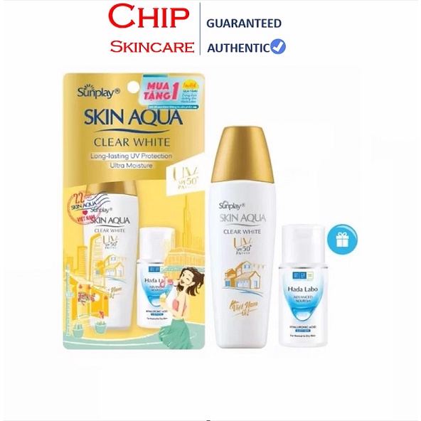 Sunplay Skin Aqua Clear White SPF50+, PA++++: Sữa chống nắng dưỡng da trắng mịn 25g