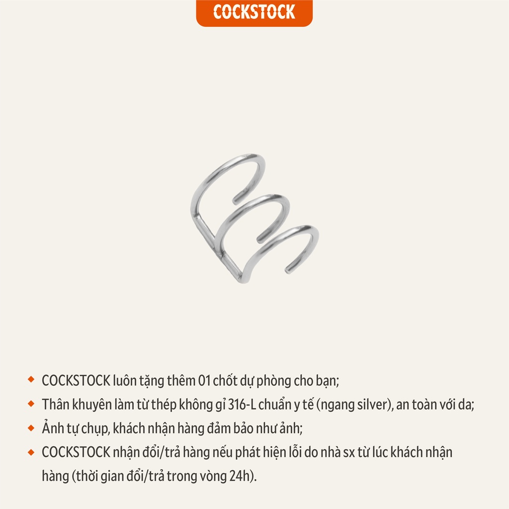 Khuyên kẹp vành tai Triple Helix CockStock