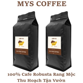 Caferangmocrobusta 1kg cà phê robusta bảo lộc ️ 2 bịch 4kg rang mộc nguyên chất mys cafe