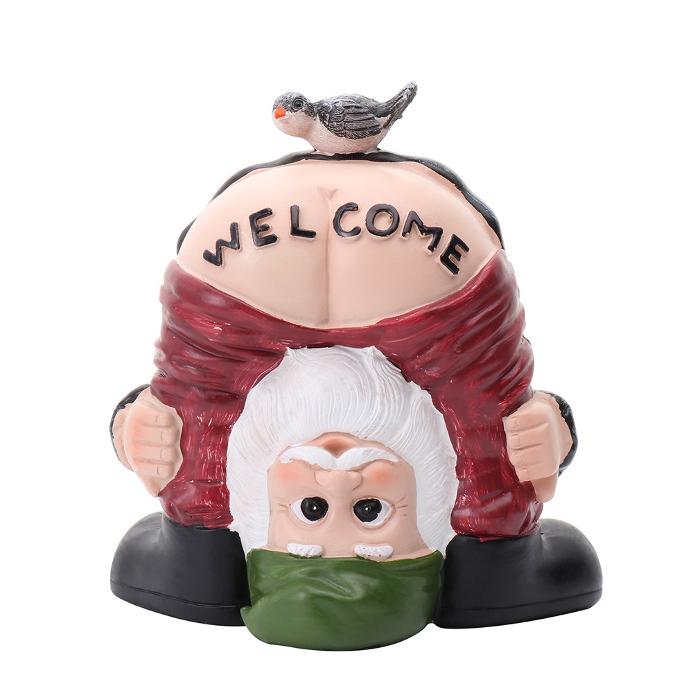 ❤LANSEL❤ Yard Garden Gnome Statue Lawn Welcome Gnome Figurine Indoor or Outdoor Decoration Ornaments Patio Bare Buttock Polyresin Statue