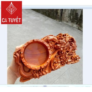 ([FREESHIP] RẺ NHẤT) GẠT TÀN THUỐC LÁ GỖ HƯƠNG TA NGUYÊN KHỐI CHẠM RỒNG LỬA ĐỂ BÀN CỰC ĐẸP - ẢNH THẬT SIZE TO