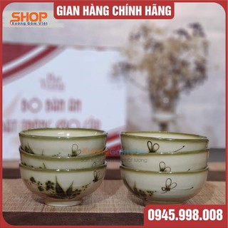 Bộ 6 chén ăn cơm bằng sứ Bát Tràng vẽ chuồn xanh đẹp - độc - lạ _ XƯỞNG GỐM VIỆT