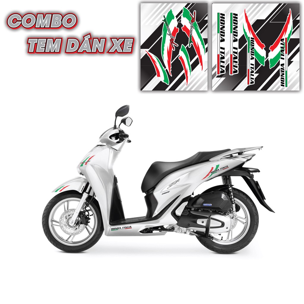 Tem Dán Xe Máy, Xe Điện Chủ Đề Italy 2 | Chất Liệu Decal PVC | Bộ Tem Dán Đa Vị Trí Trang Trí Xe