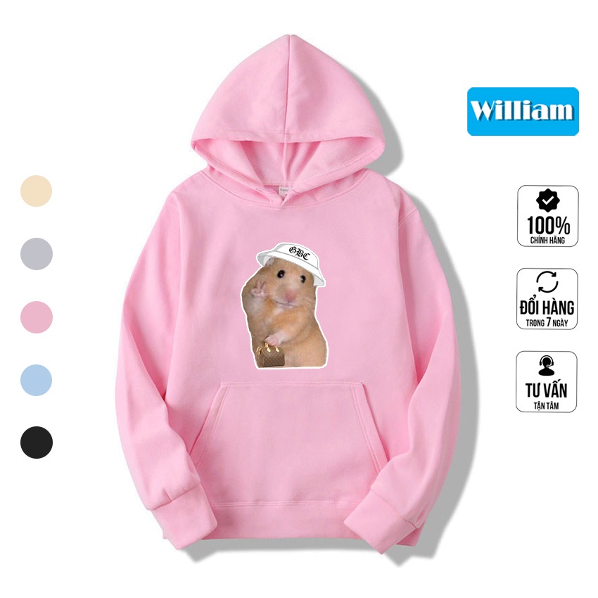 Áo hoodie nam nữ hình Hamster dễ thương chất nỉ bông dày dặn, in Pet cao cấp William - DS208