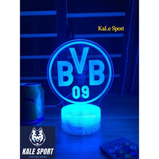 Đèn ngủ 3D CLB bóng đá Borussia Dortmund đế pha lê kèm điều khiển từ xa - Đèn Led 16 màu