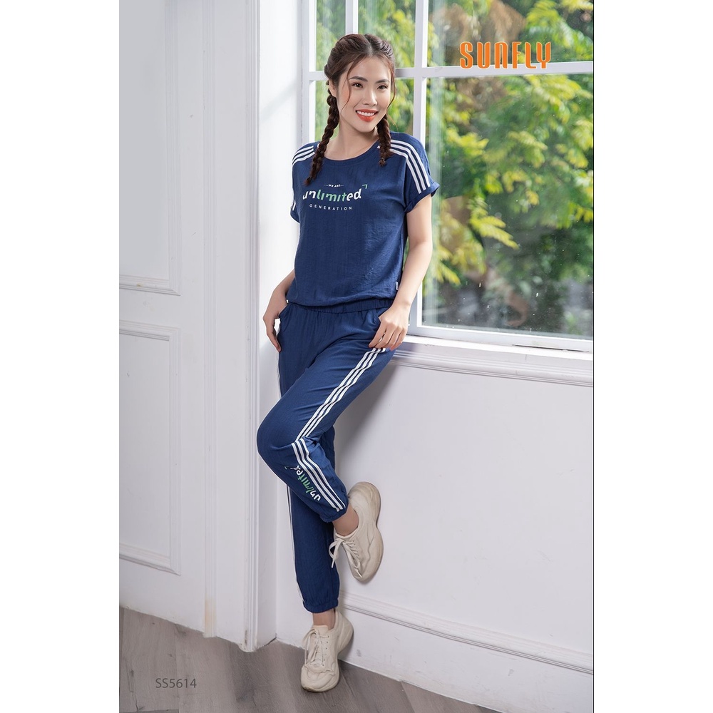SS5614 - BỘ THỂ THAO LINEN ÁO CỘC QUẦN DÀI