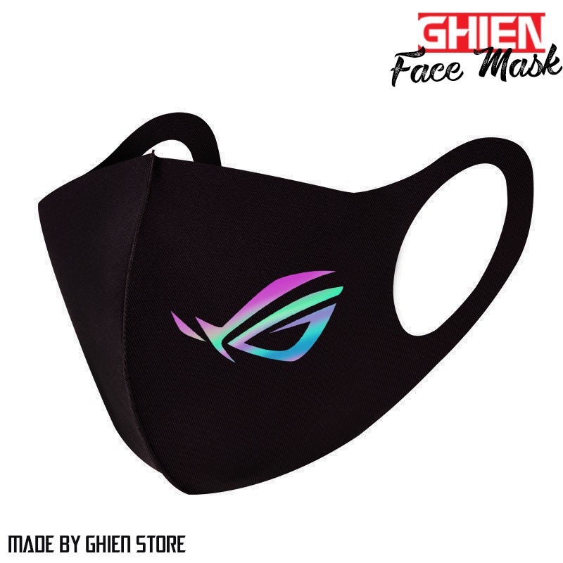 Khẩu trang 3D unisex unisex Asus ROG phản quang 7 màu vải poly 2 da cao cấp