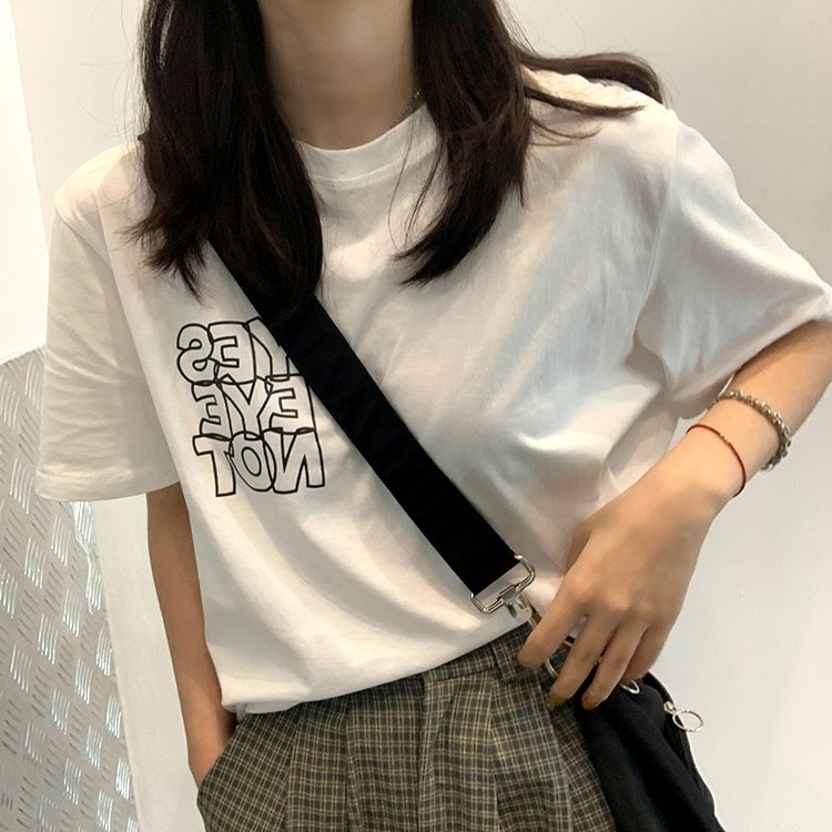 Bộ Áo Thun Dáng Rộng In Chữ + Quần Dài Lưng Cao Kiểu Retro Thời Trang 42790 | BigBuy360 - bigbuy360.vn