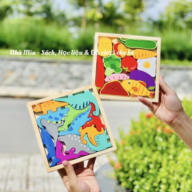 Bảng ghép hình Logic Montessori phát triển Mắt & Trí Tuệ mẫu: động vật, giao thông, rau củ quả, thực phẩm,sinh vật biển