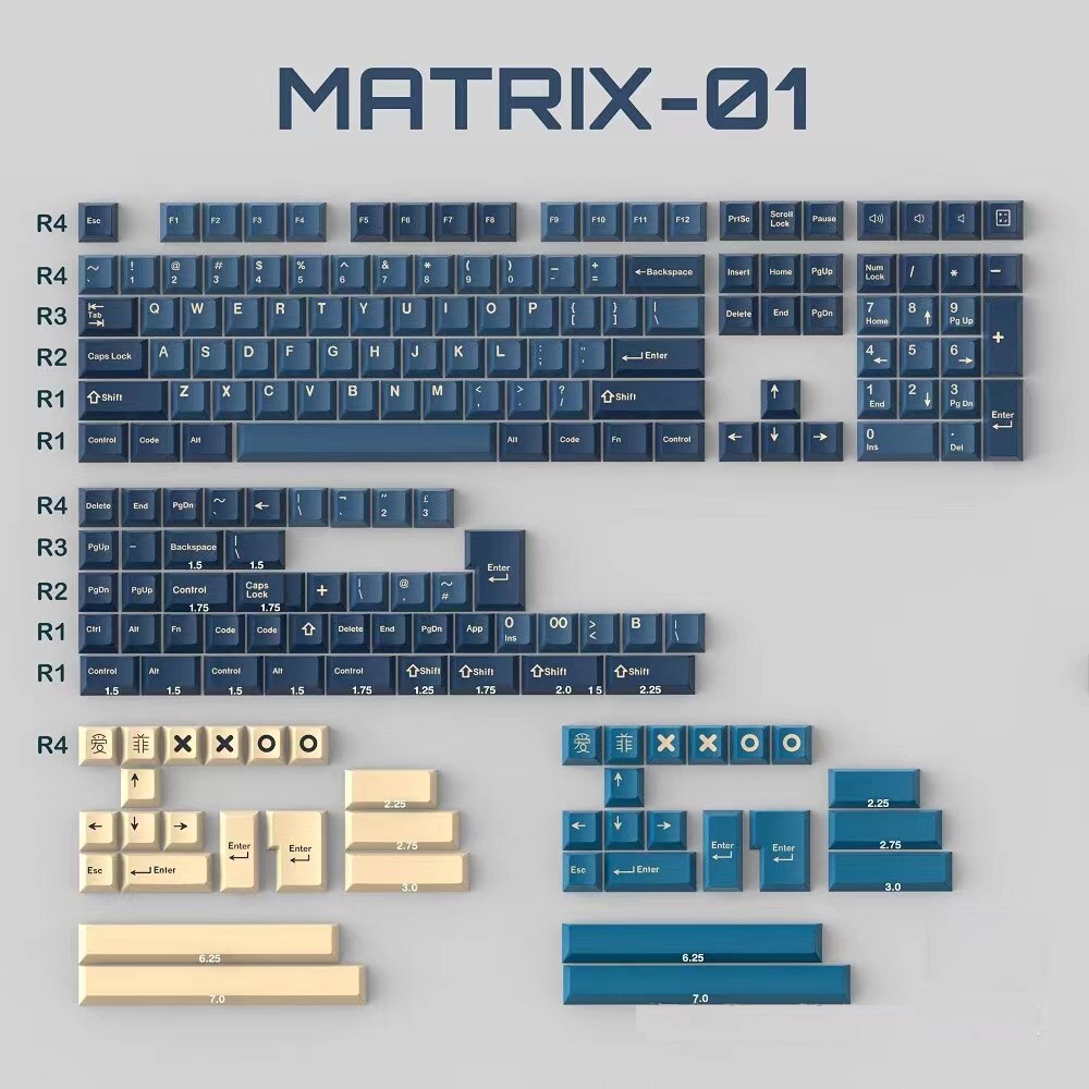 Bộ nút bàn phím keycap CMK Aifei Matrix01 ABS double shot