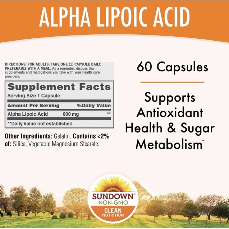 Viên chống lão hóa, trẻ hóa da, ngừa nám Sundown Super Alpha Lipoic Acid 600mg 60viên USA