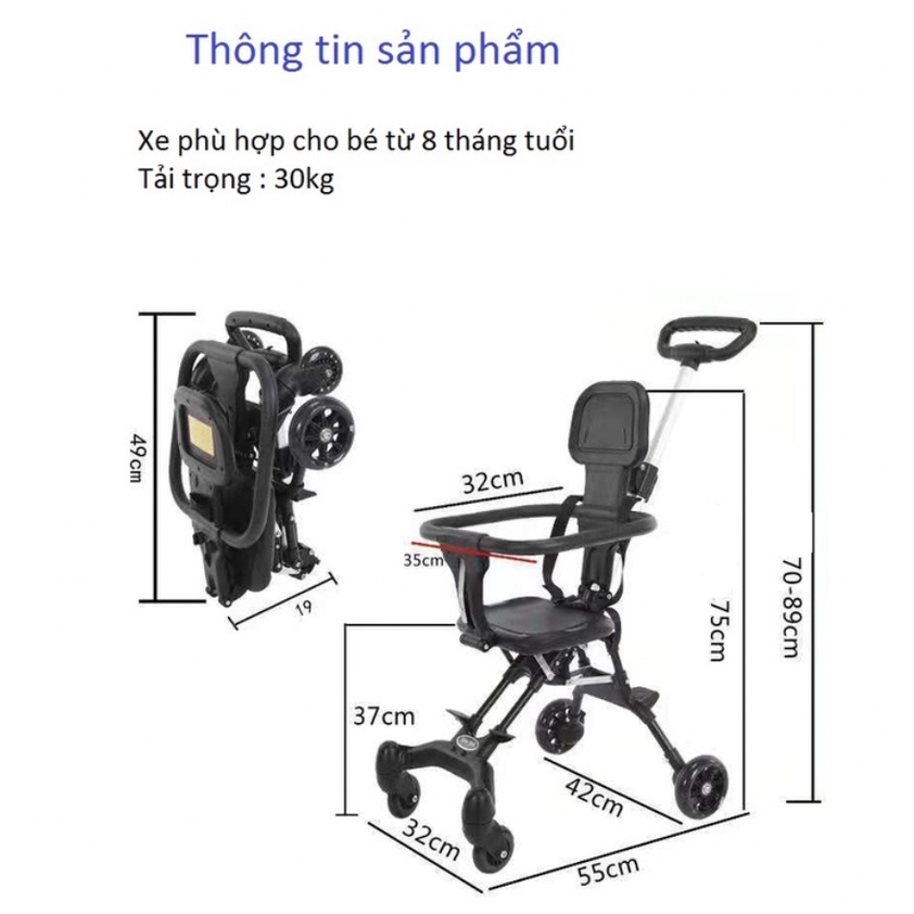 [Giá Tốt] Xe đẩy du lịch cho bé, có thể gấp gọn tiện lợi