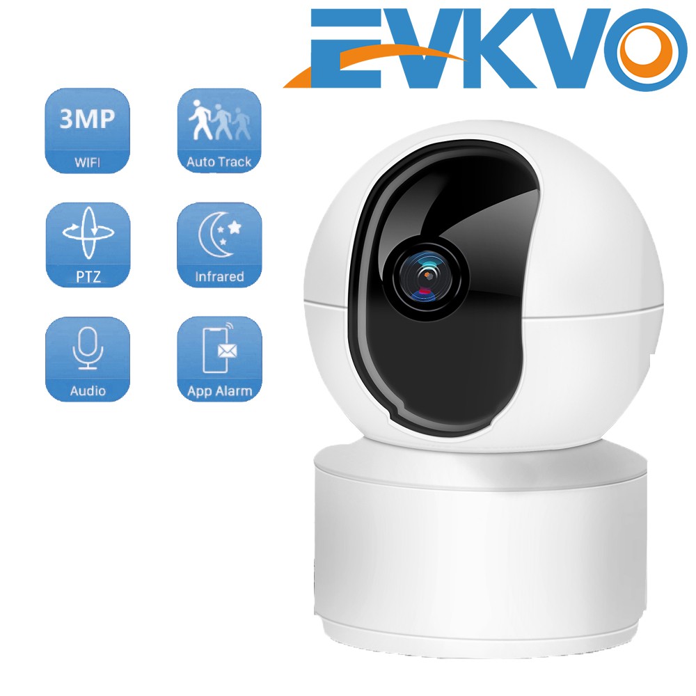 EVKVO - Theo dõi tự động - 2.4G & 5G WIFI - Tầm nhìn ban đêm đầy đủ màu sắc - YI LOT APP FHD 3MP Mini WIFI CCTV Camera Rotate IR Night Vision Wireless PTZ IP Camera CCTV