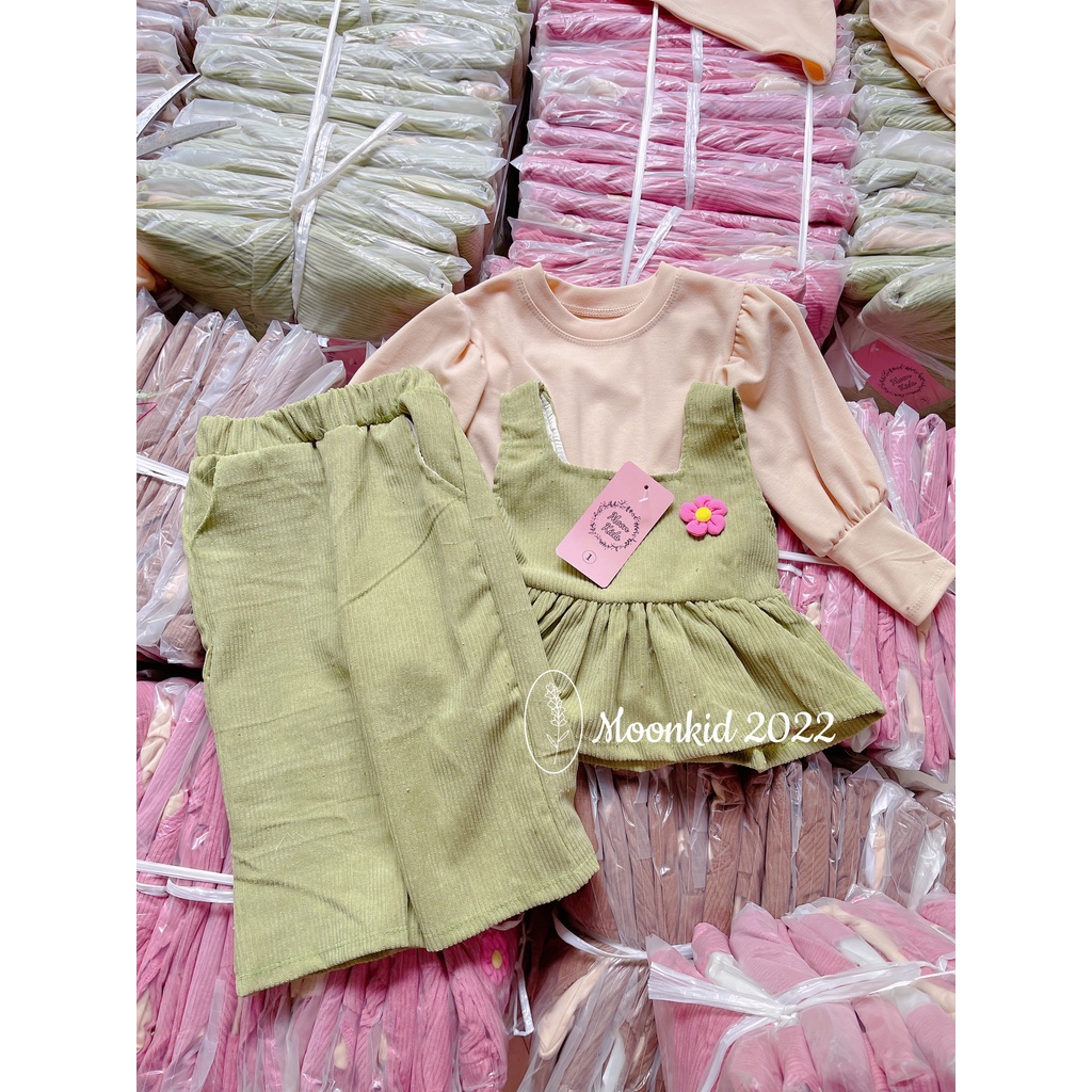 Set bộ bé gái nhung 3 chi tiết cho bé gái 8-22kg