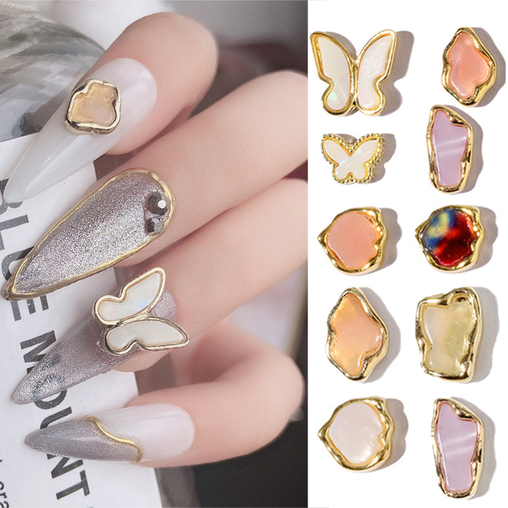 [Hàng mới về] Túi 2 Phụ Kiện Hình Bướm 3D Trang Trí Móng Tay Xinh Xắn