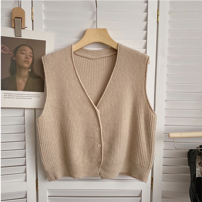 Áo Cardigan Dệt Kim Cổ Chữ V Màu Trơn Phong Cách Hàn Quốc Thời Trang Mùa Thu Mới Cho Nữ