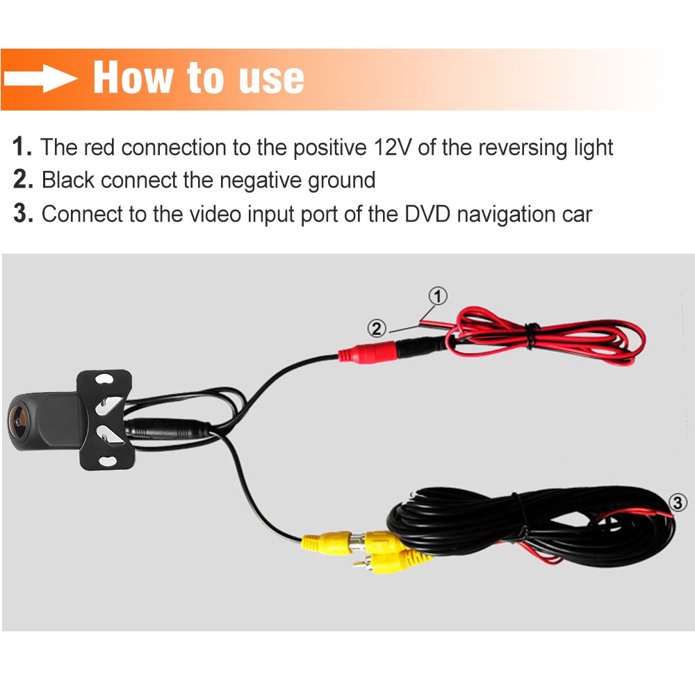 Camera lùi ô tô Ống kính chống thấm nước góc rộng 165 ° quan sát ban đêm HD ô tô quan sát phía sau camera lùi đỗ xe