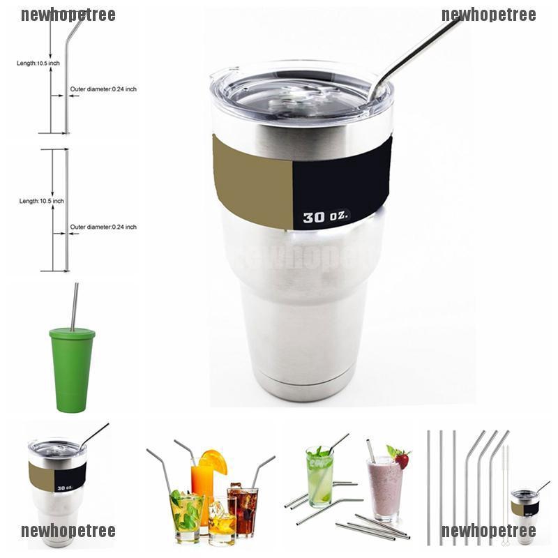 Bộ 3 Ống Hút Thẳng + 2 Ống Hút Cong + 2 Ống Hút Bằng Thép Không Gỉ Làm Sạch