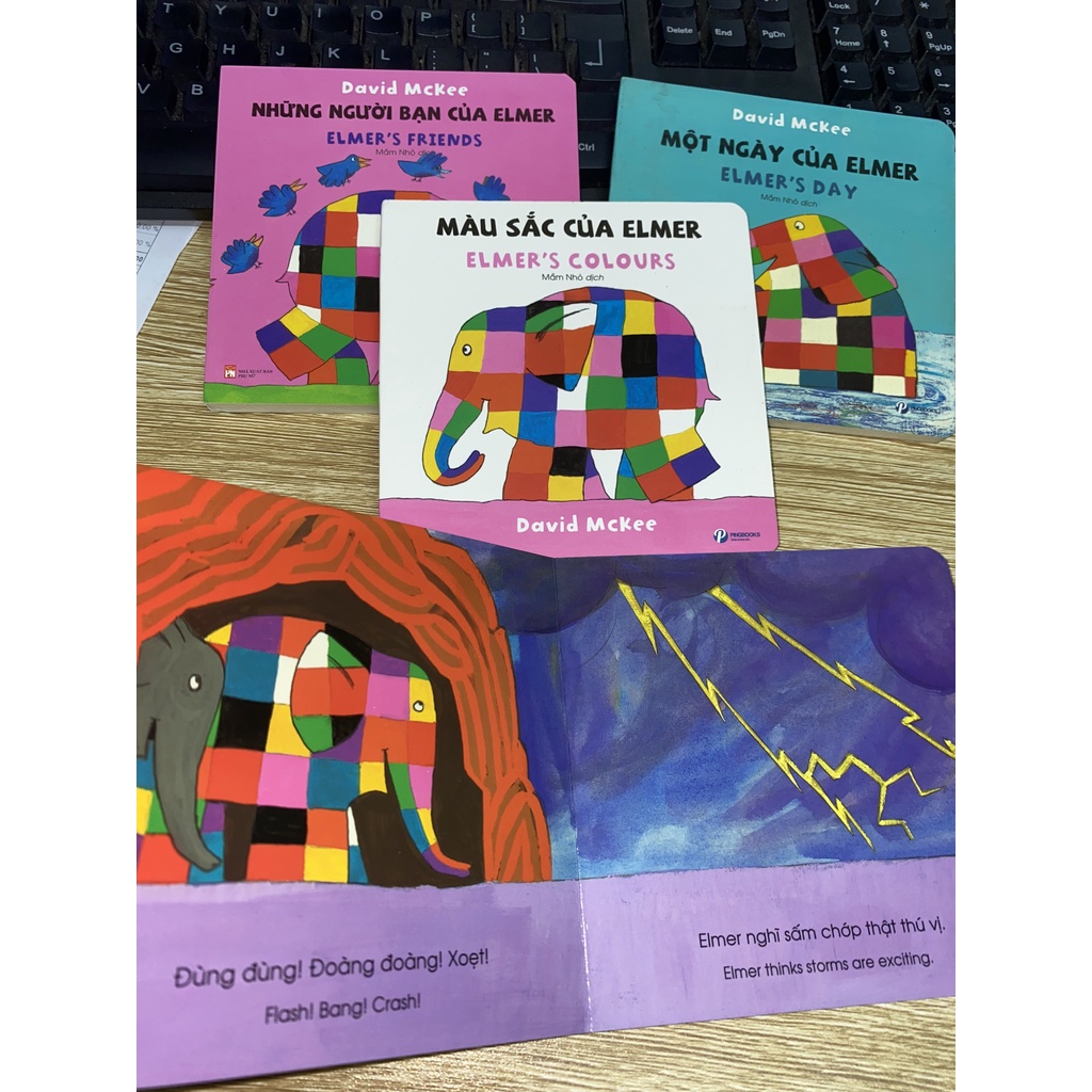 Sách Elmer’s board books - David Mackee - bộ sách song ngữ bìa cứng cho bé 0-3 tuổi