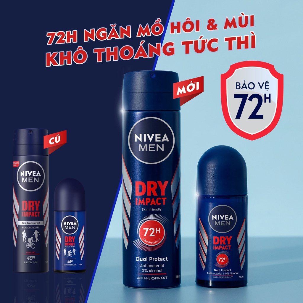 Xịt Ngăn Mùi NIVEA MEN Khô Thoáng 72H (150 ml) - 81602