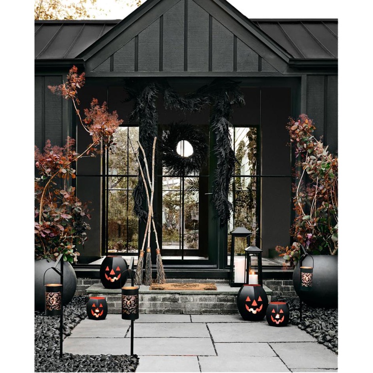 Vòng nguyệt quế treo cửa trang trí Halloween đường kính 40cm mẫu nhện giăng tơ