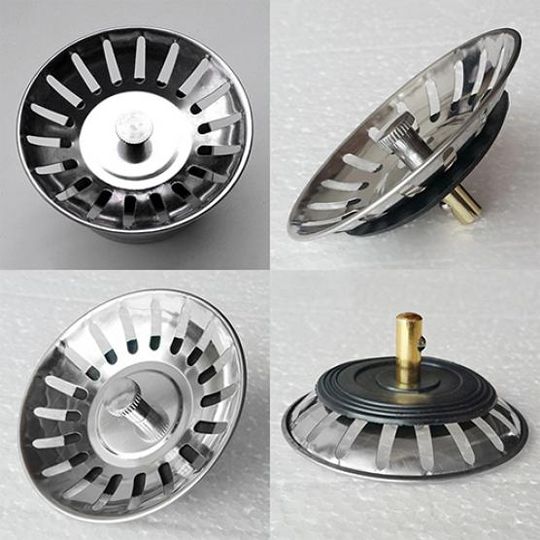 Set 2 Nắp Đậy Lỗ Thoát Nước Bồn Rửa Bằng Thép Không Gỉ