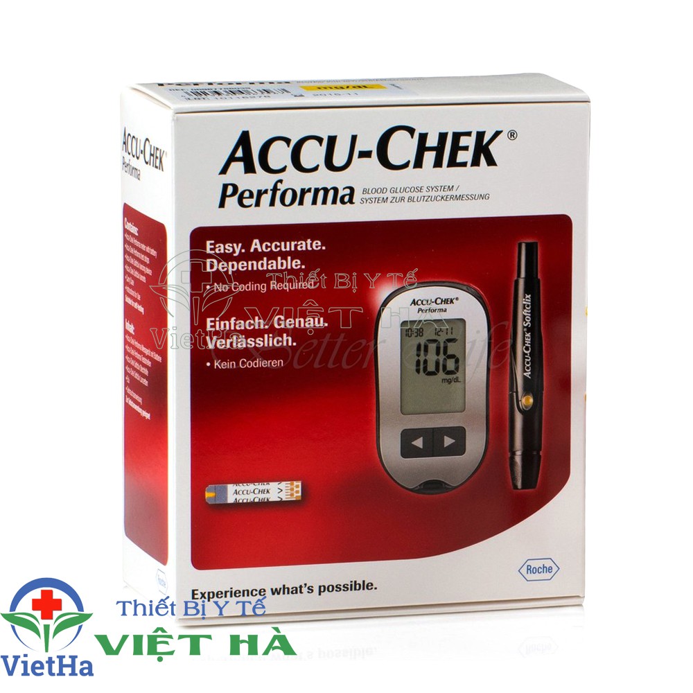 Máy đo đường huyết Accu-Chek Performa xách tay( tặng 10 que thử + 50 kim lấy máu)