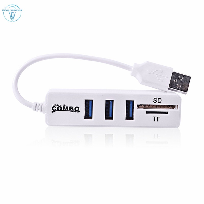 DG 3 Ports High Speed USB 2.0 Hub Splitter Multi USB Combo 2 in 1 SD/TF Card Reader for PC