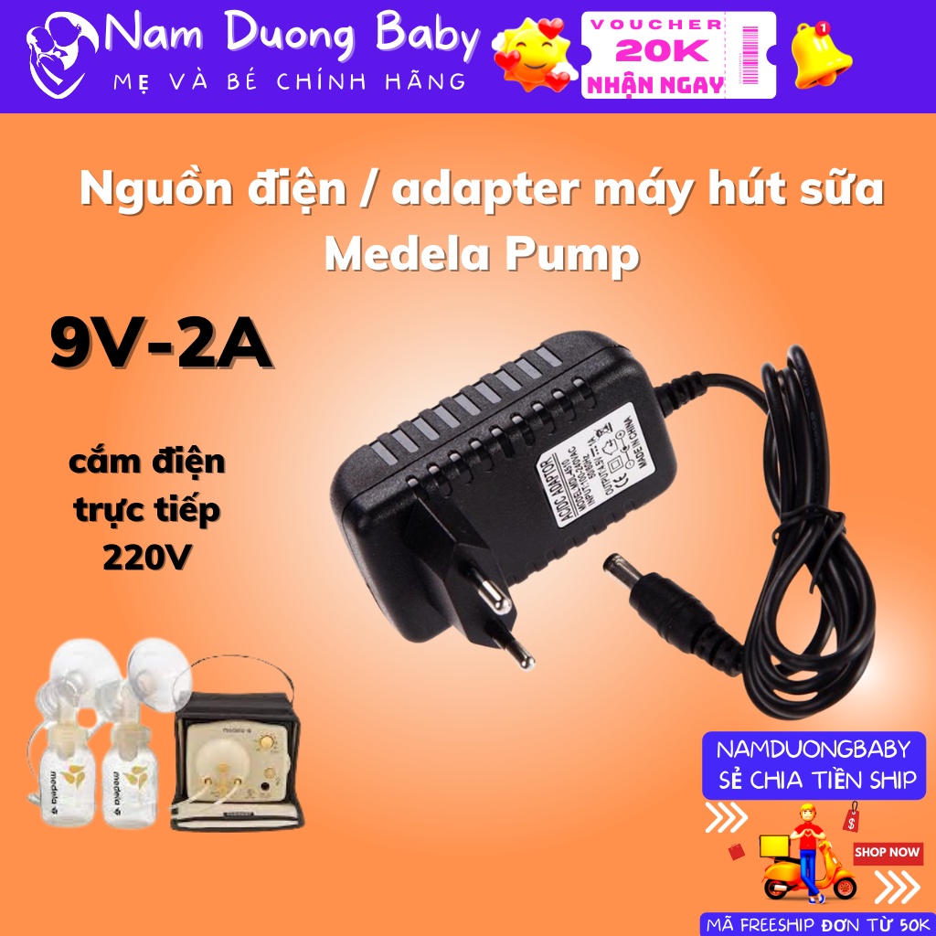 Nguồn điện, adapte máy hút sữa Medela 9V, 2A