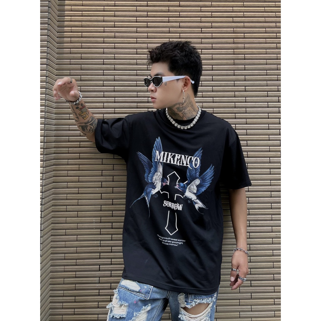 Áo phông nam MIKENCO SORROW tshirt , Áo Thun Tay Lỡ Nam Nữ 100% Cotton Cao Cấp