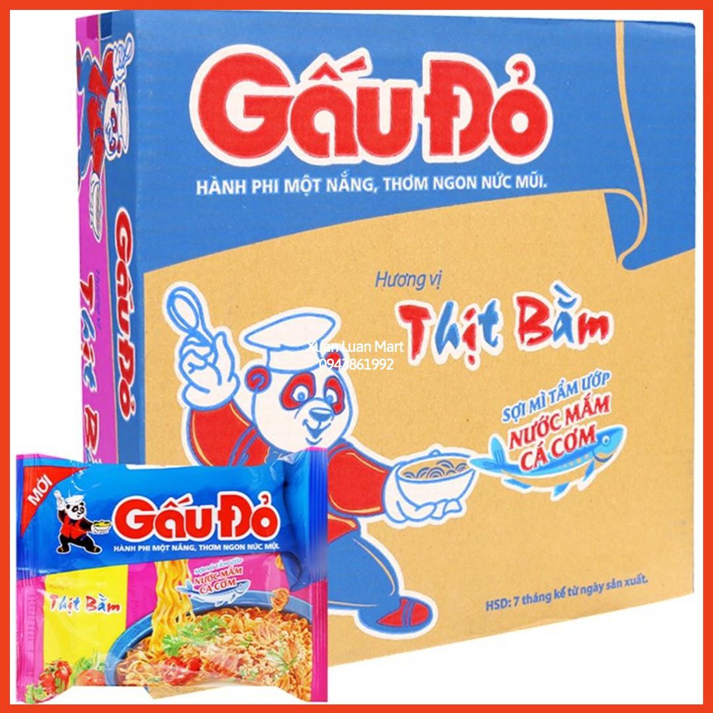 Thùng Mì Gấu Đỏ 30 Gói x63g/date mới