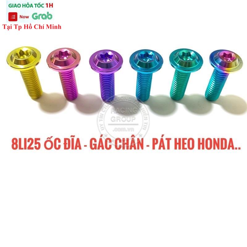 (GR5 XỊN) Ốc titan 8li25 gắn đĩa gác chân và pát heo honda Dù Mỏng