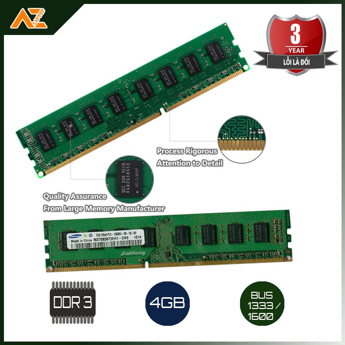 Ram PC DDR3 2GB / 4GB /8GB BUS 1333/1600 (Bảo Hành 36 Tháng)