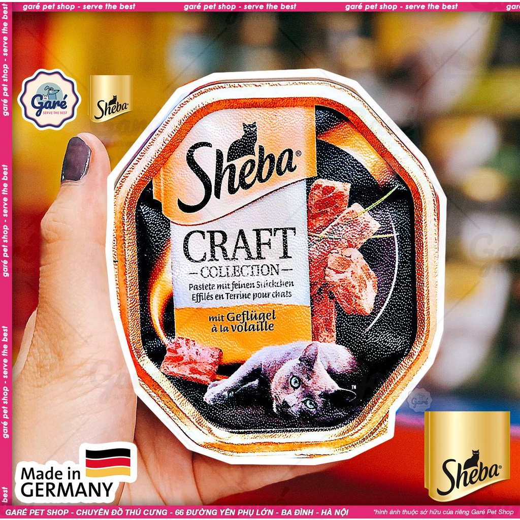 Pate Đức cho Mèo Sheba Craft cao cấp thơm tươi ngon từ Thịt Gia cầm, Thịt Gà, Thịt Bò &amp; Cá ngừ nhập Đức