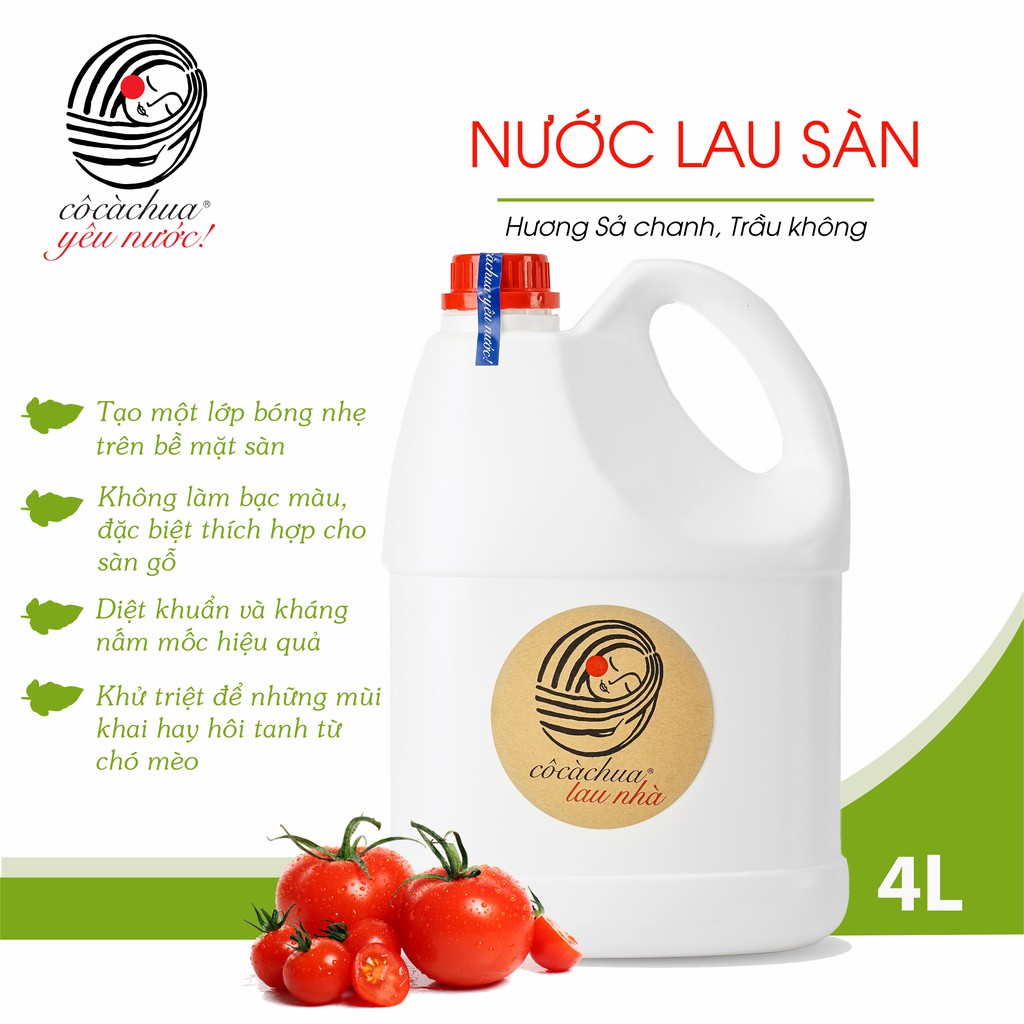 Nước Lau Sàn Nhà AN TOÀN CHO BÉ Cô Cà Chua Yêu Nước 4l Hữu Cơ Hương Sả