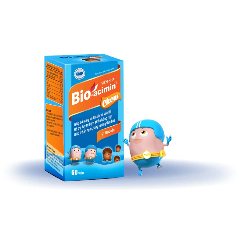 Viên nhai vị socola Bio-acimin Chew - hỗ trợ làm giảm tình trạng biếng ăn ở trẻ, hỗ trợ tăng cường hệ vi sinh đường ruột