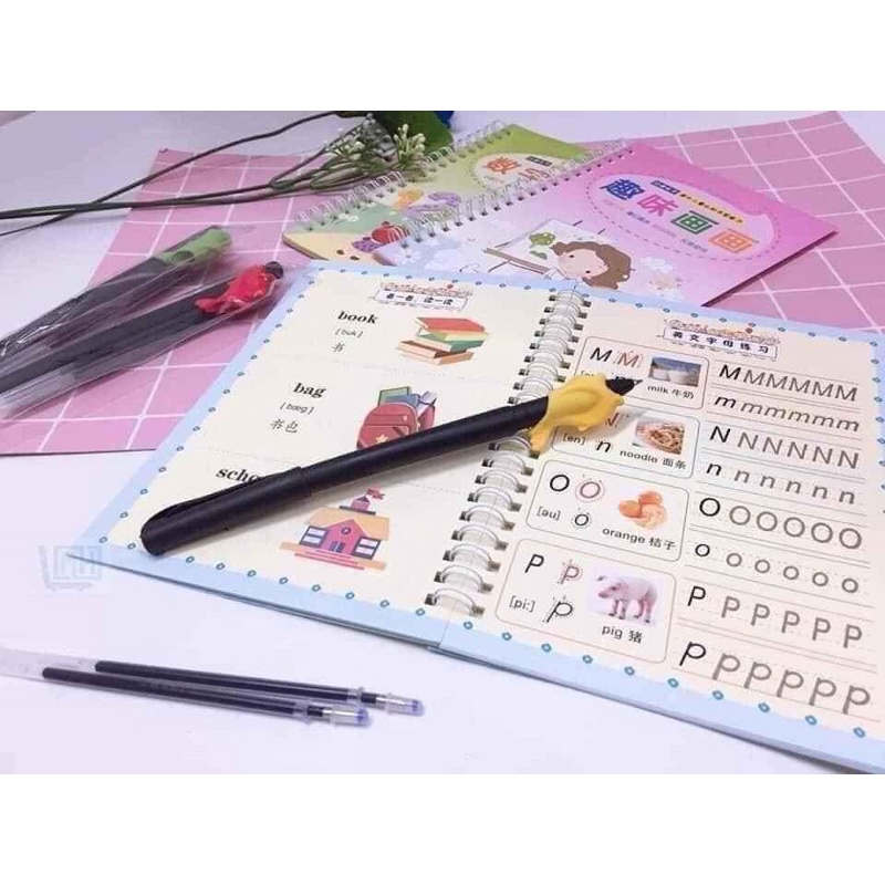 Sét 3 q Tập Tô Tự Xoá ✏️✏️✏️ Chữ - Số - Hình Cho Bé Tặng Kèm Bút✏️✏️✏️