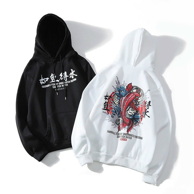 &lt;FREE SHIP&gt; ÁO HOODIE NỈ NGOẠI FORM RỘNG BAO ĐẸP, BAO CHẤT IN HÌNH CÁ CHÉP