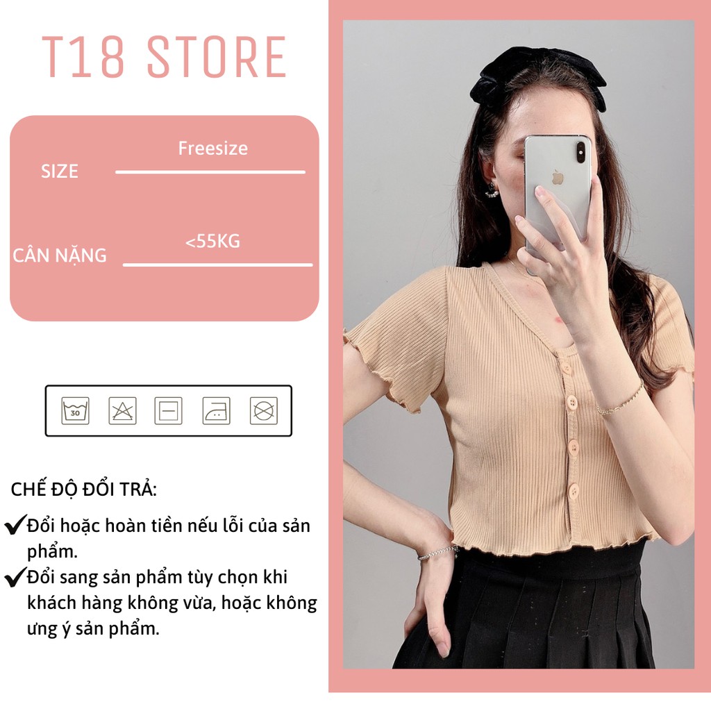 Áo croptop nữ bigsize tay ngắn cổ tim kiểu ôm thun body T18 STORE CT12