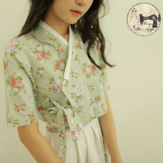 ÁO HANBOK CÁCH TÂN VẢI HOA NHÍ (ảnh thật)