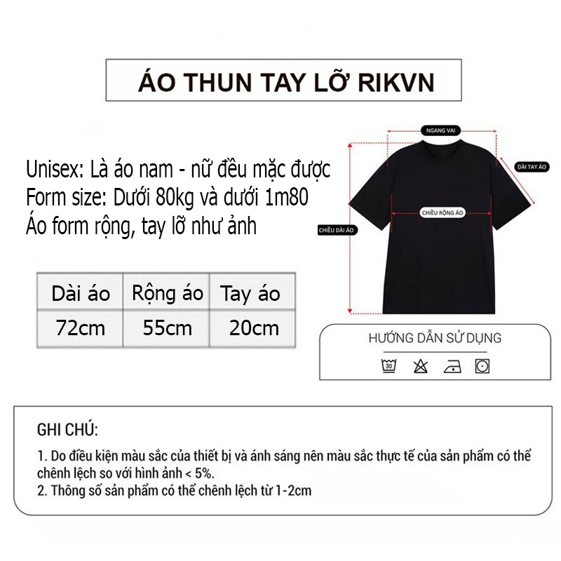 Áo thun tay lỡ RIK nam nữ Unisex, áo phông form rộng Oversize ATL130