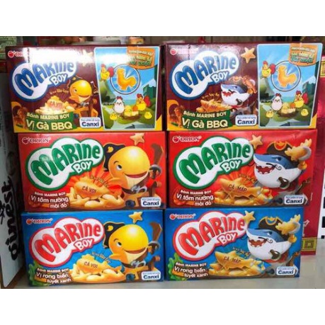 Bánh Marine Boy Vị Gà BBQ, Rong Biển Tuyết Xanh, Tôm Nướng Đỏ - Hộp 35G