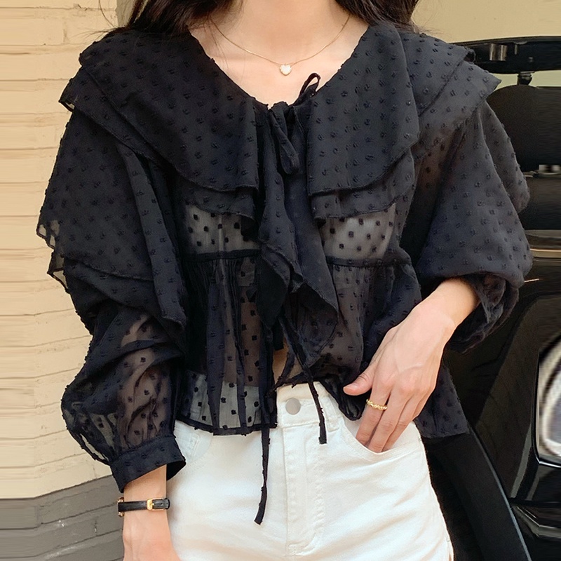 Áo voan chấm bi bánh bèo