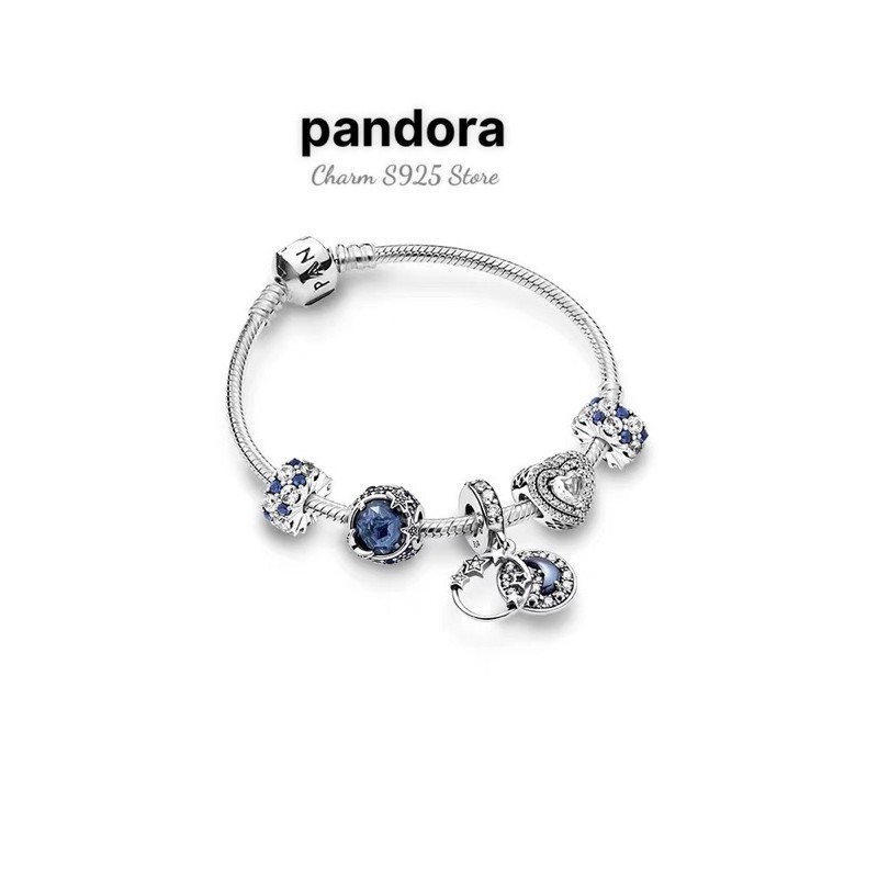 Bộ vòng tay charm pan thiết kế vùng trời xanh bạc s925