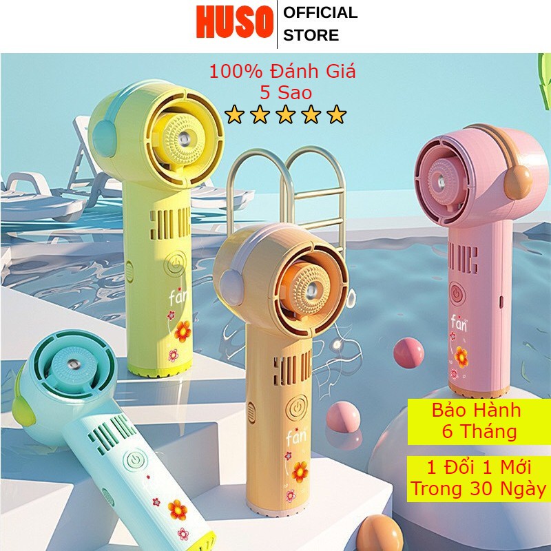 Quạt Phun Sương Cầm Tay Cánh Âm - Quạt Mini Tích Điện Phun Sương Hơi Nước Tạo Ẩm 500mAh - HUSO