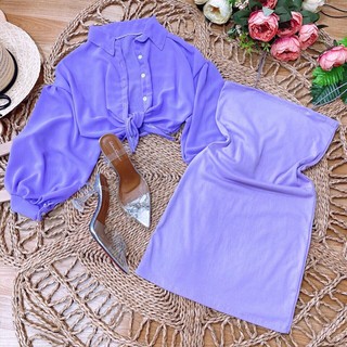 Set áo sơmi + đầm body 2 dây