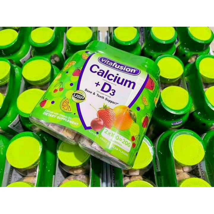 Date 2025 - Mẫu mới - hộp 100 VIÊN KẸO DẺO BỔ SUNG CANXI VITAFUSION CALCIUM + D3 500MG