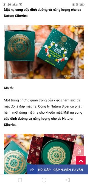 Mặt nạ ngủ chống lão hoá Nga hãng siberica