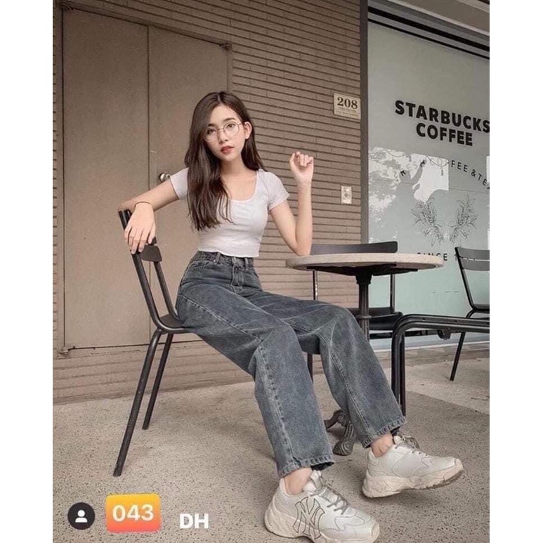 Quần bò ống rộng 2 màu xanh, khói_Quần hàng loại 1, chất đanh mịn, giá siêu rẻ_ Quần jeans dáng suông